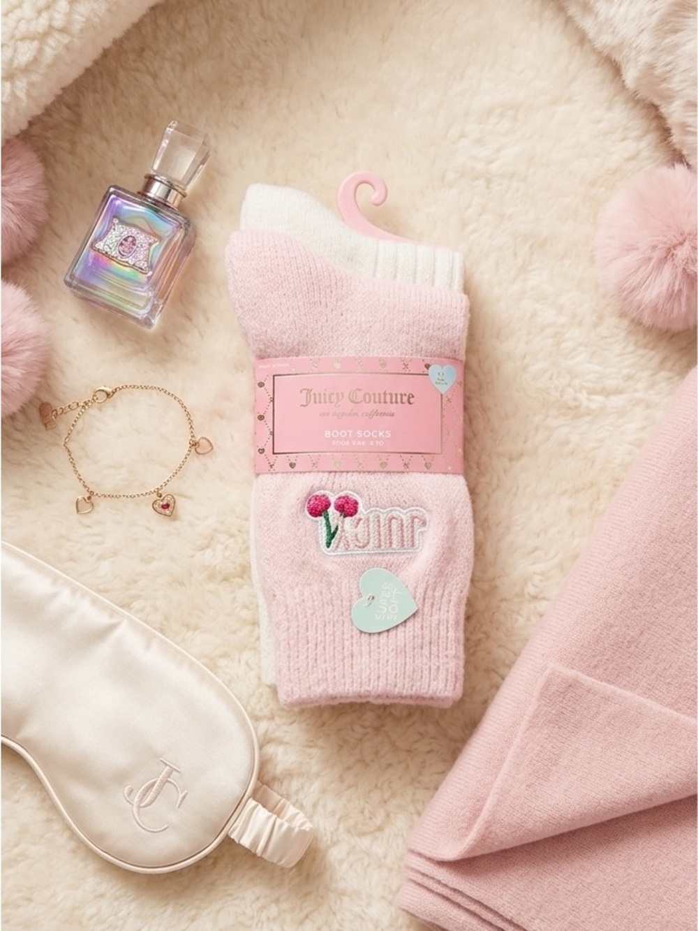 Juicy Couture Pink Crew Boot Socks